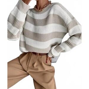 NEW MISS SPARKLING hayley striped sweater in grey